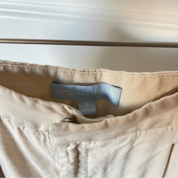 antonio melani linen blend tan high rise wide leg pants size 8 - Picture 4 of 5